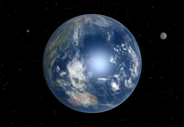 Artist's conception of Earth with two moons.